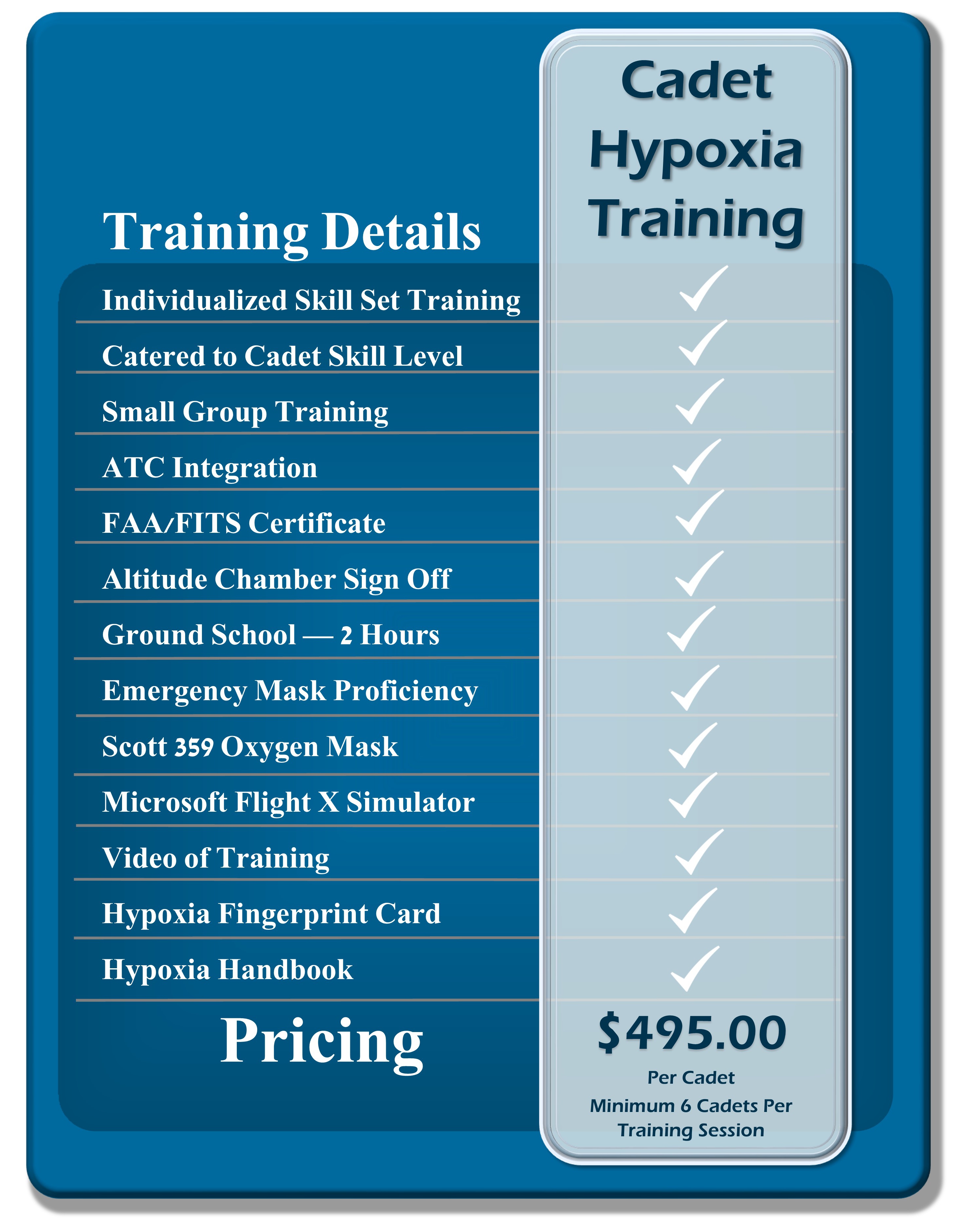 Cadet Pricing Graphic